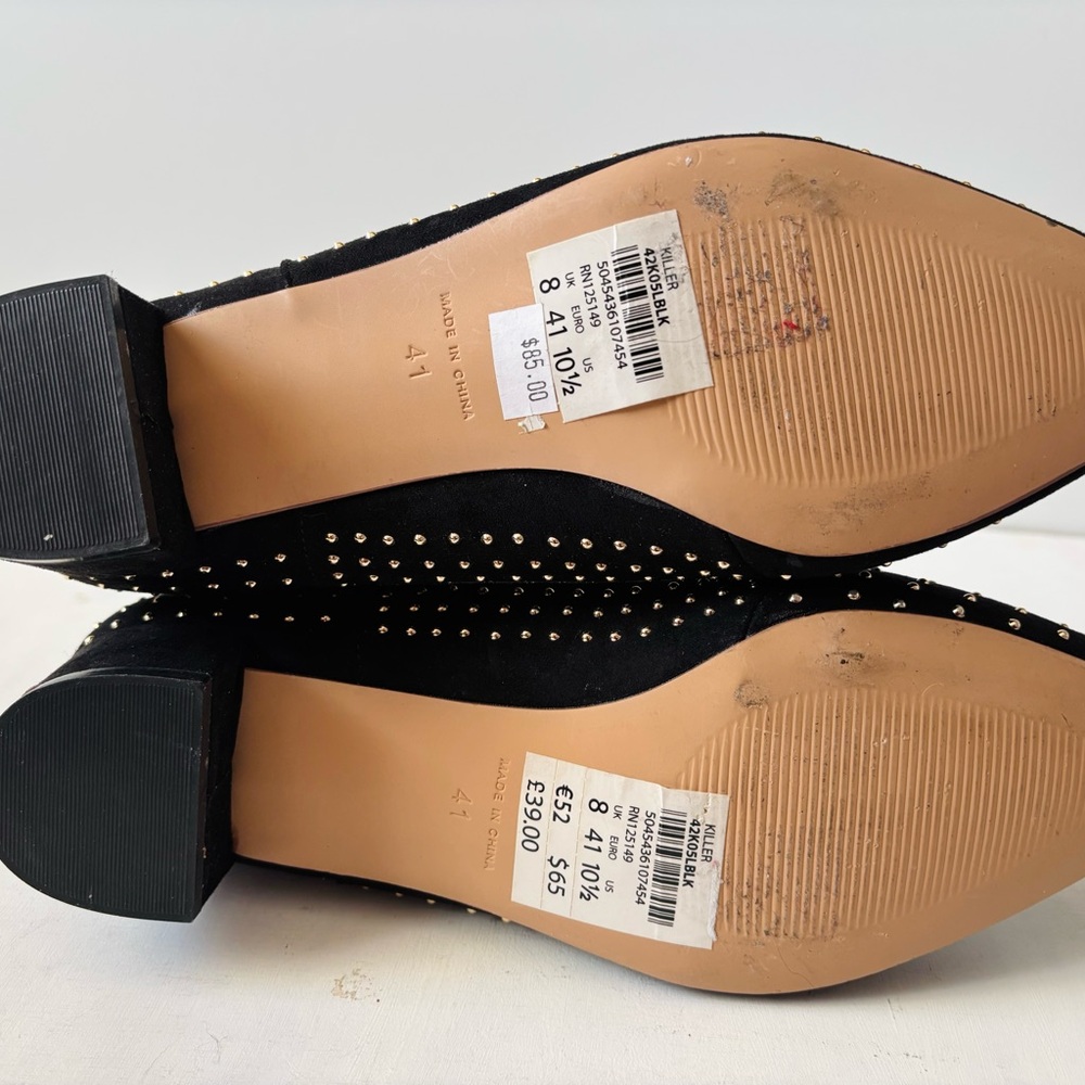 Topshop Black Studded Ankle Boots 10/41 - Picture 4 of 4